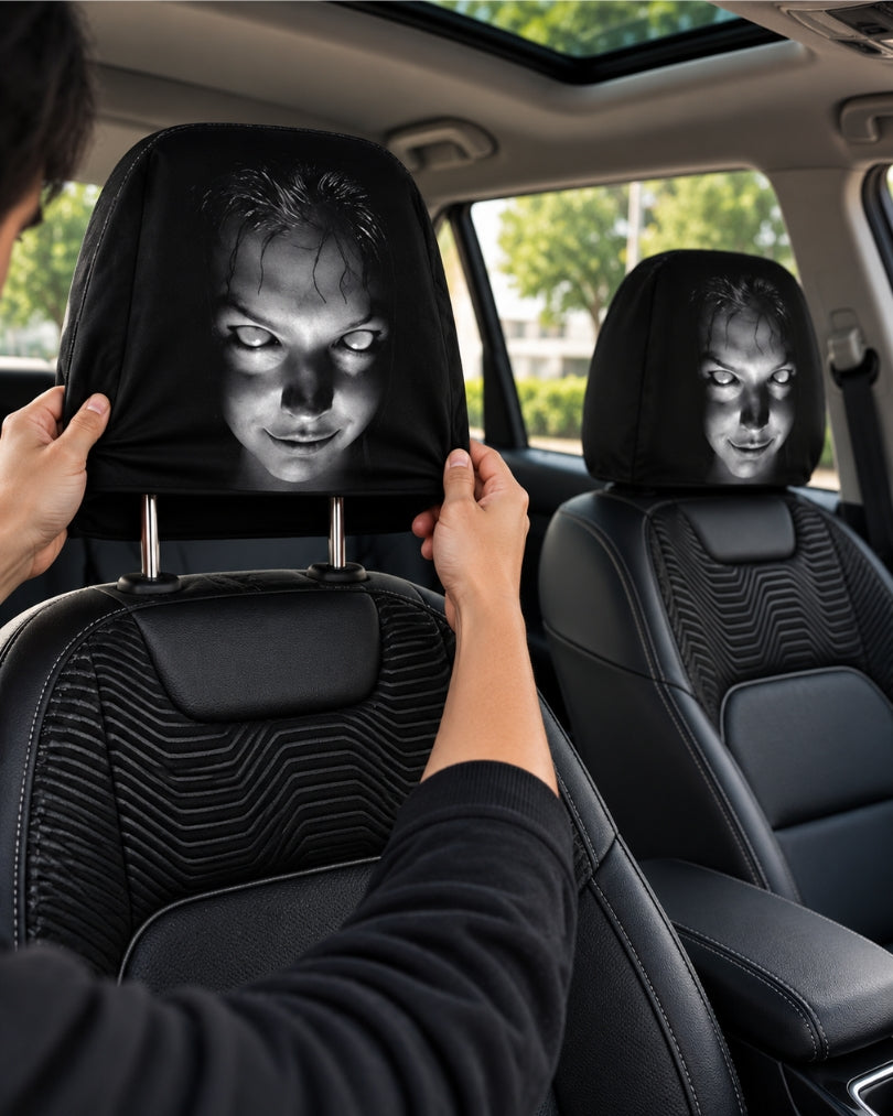 GrimRide™ Scary Car Headrest Covers – Pack of 2