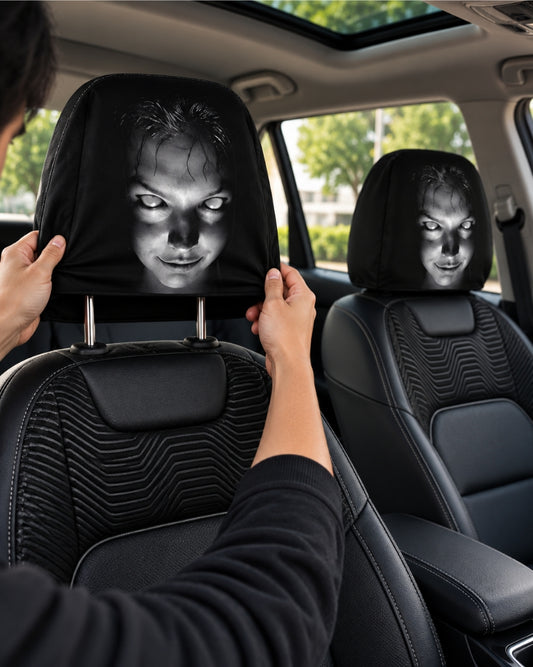 GrimRide™ Scary Car Headrest Covers – Pack of 2