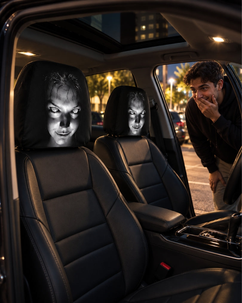 GrimRide™ Scary Car Headrest Covers – Pack of 2