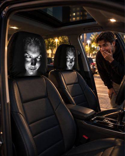 GrimRide™ Scary Car Headrest Covers – Pack of 2