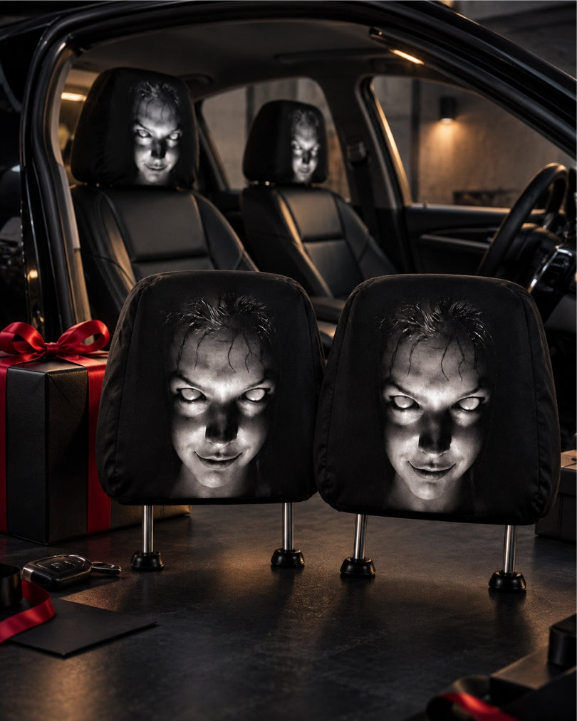 GrimRide™ Scary Car Headrest Covers – Pack of 2