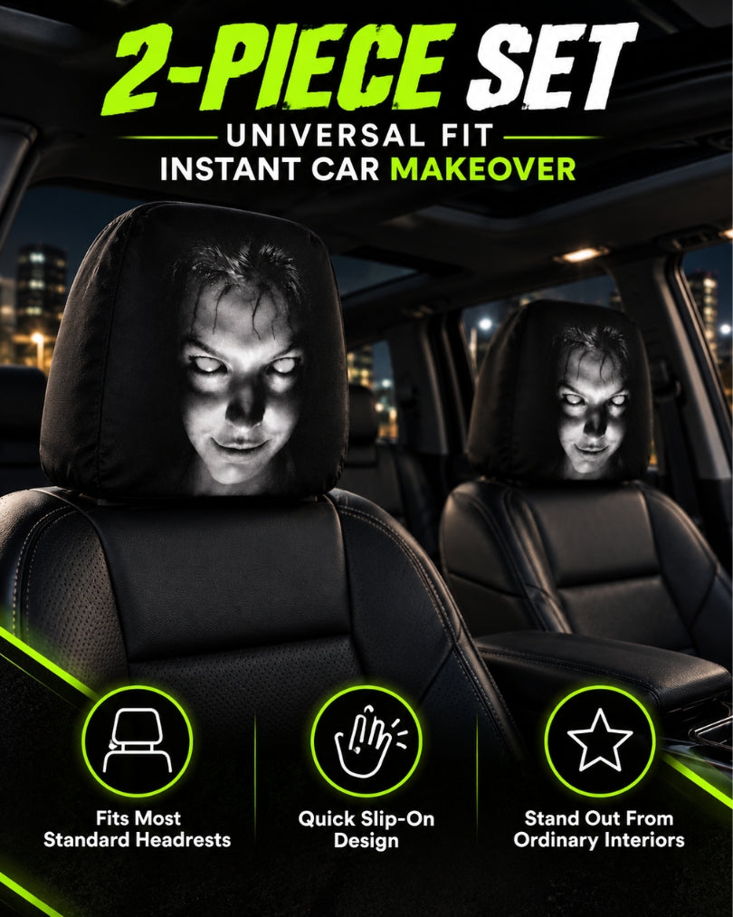 GrimRide™ Scary Car Headrest Covers – Pack of 2
