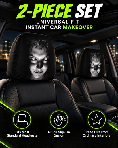 GrimRide™ Scary Car Headrest Covers – Pack of 2