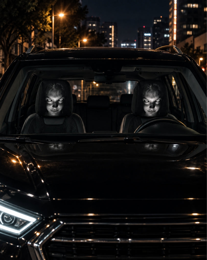GrimRide™ Scary Car Headrest Covers – Pack of 2