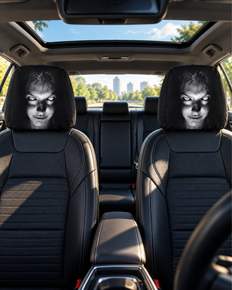 GrimRide™ Scary Car Headrest Covers – Pack of 2