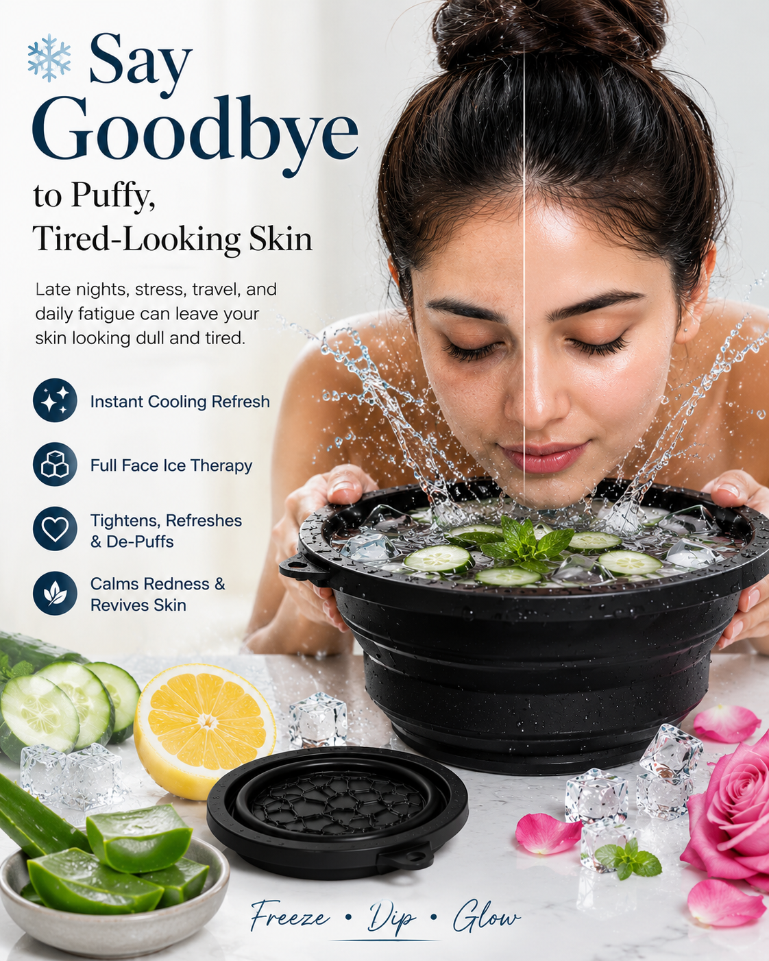 Frostique™ Collapsible Ice Facial Spa – Instant Glow & De-Puff Therapy