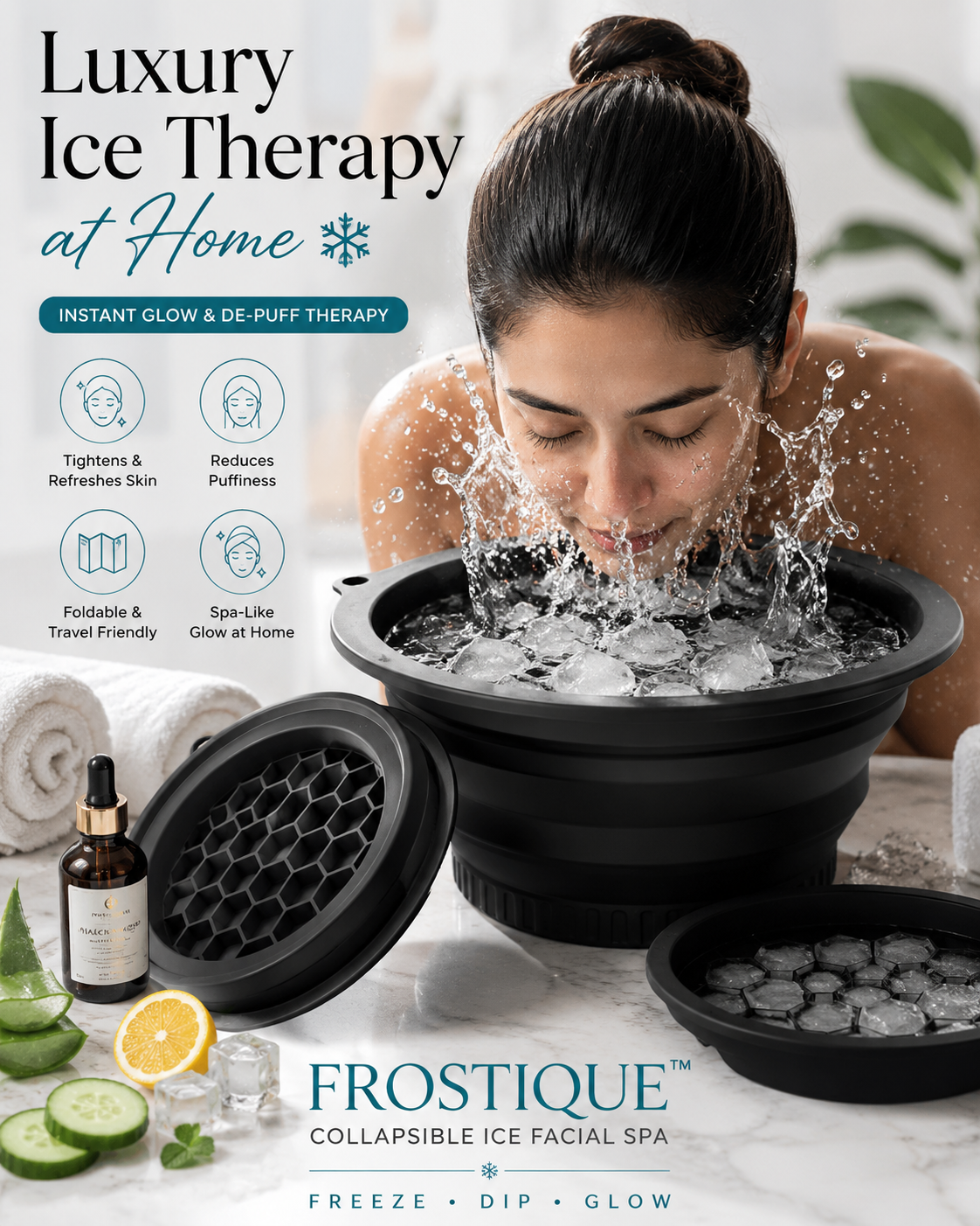 Frostique™ Collapsible Ice Facial Spa – Instant Glow & De-Puff Therapy