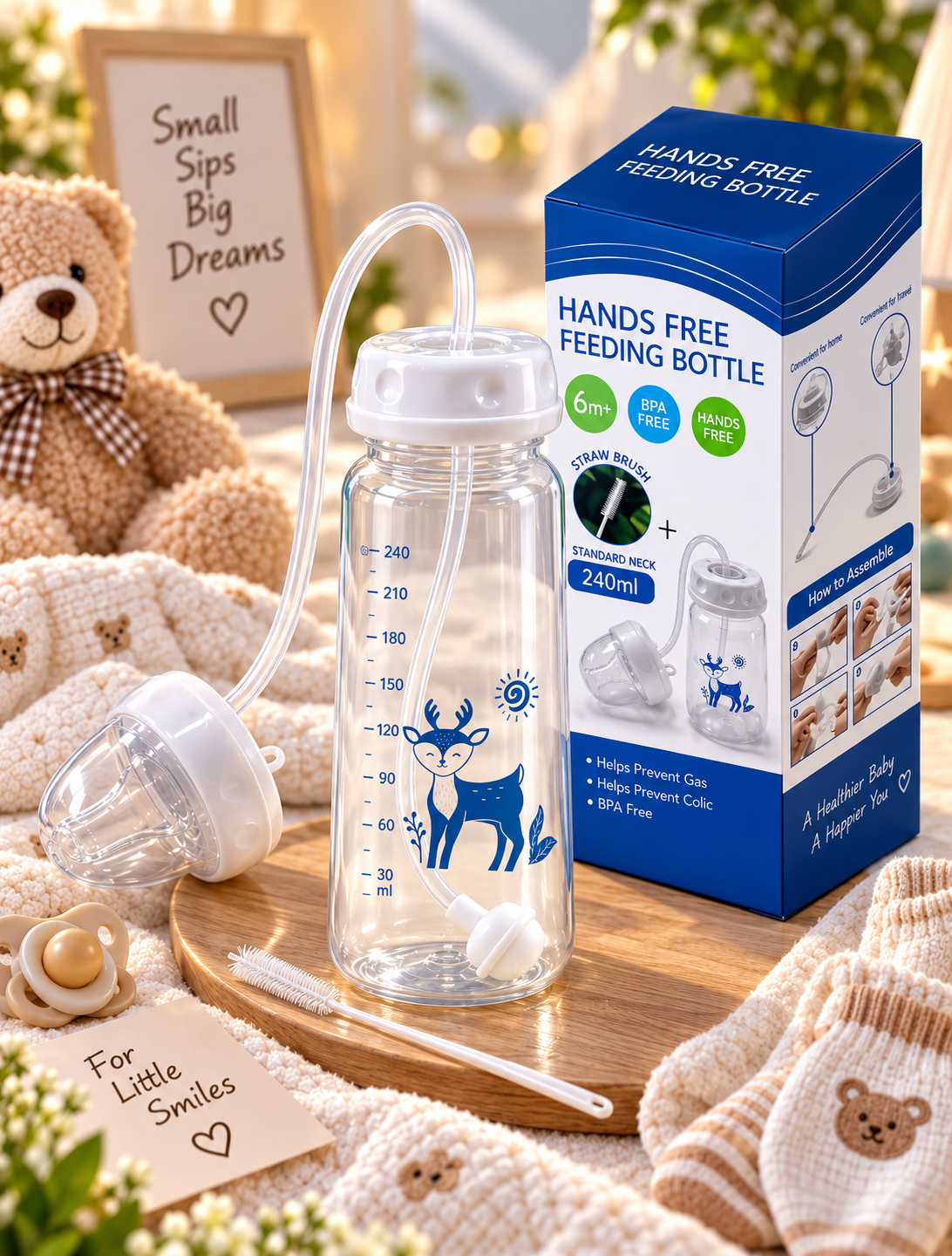 Baby Feeding Bottle with Weighted Straw
